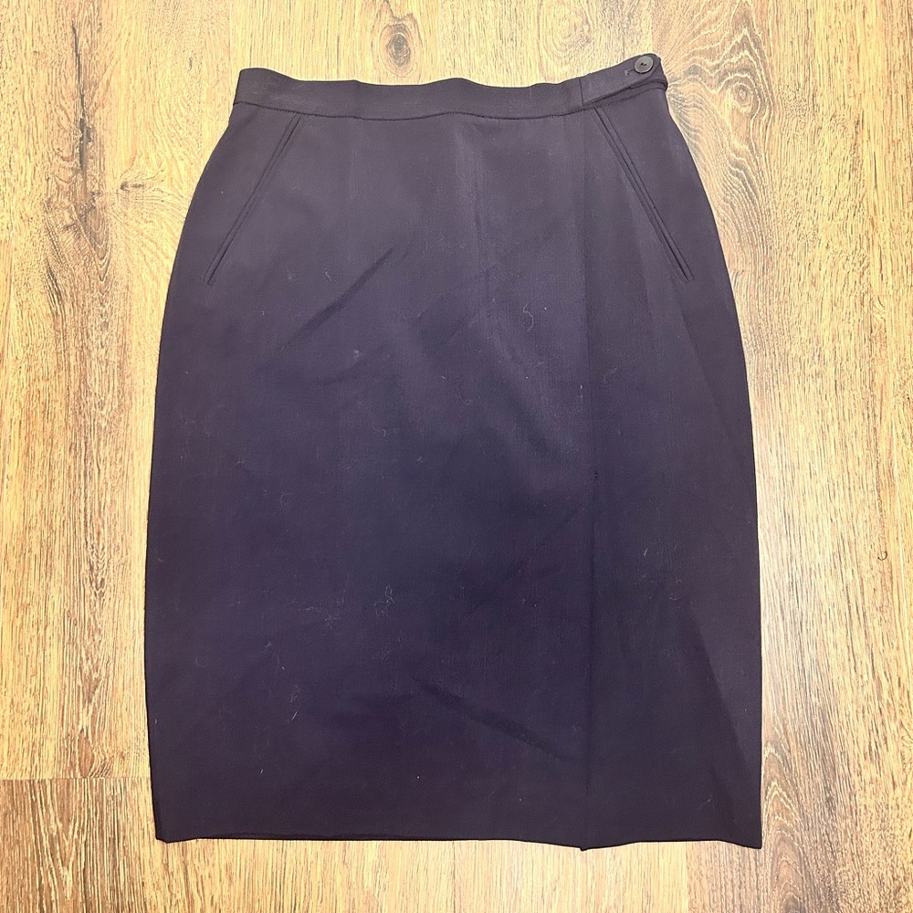 Giorgio Armani Wool Pencil Lined Skirt Women‎ Navy Blue Size 8 Vintage Italy